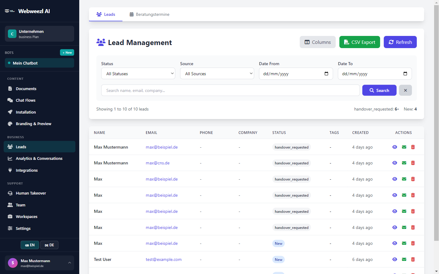 Webweezl AI &mdash; Lead Management