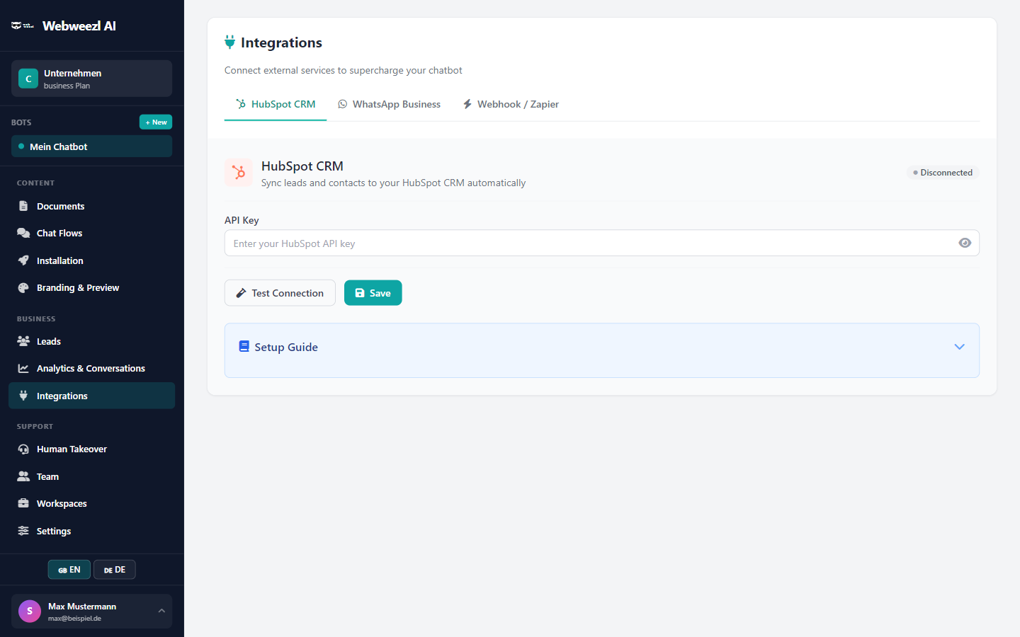 Webweezl AI &mdash; Integrationen